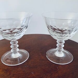 Vintage crystal Champagne coupe glasses with stacked stem, champagne glass Set